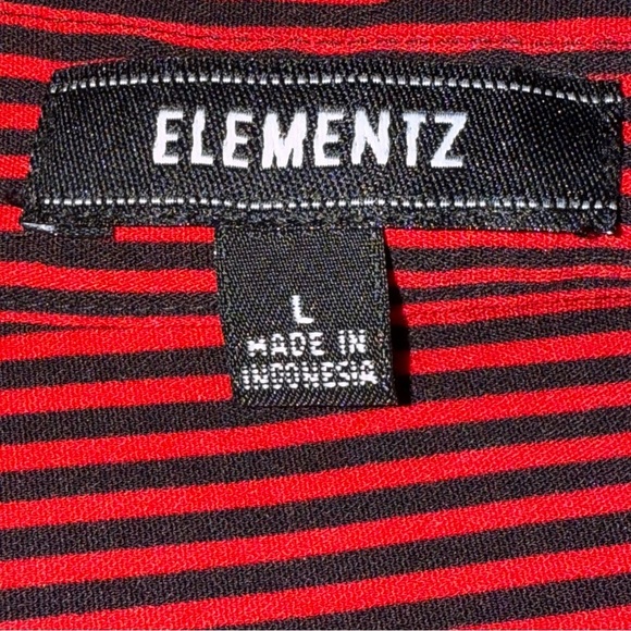 Elementz Women’s Red and Black Striped Soft button down long sleeve shirt Large - Picture 8 of 10